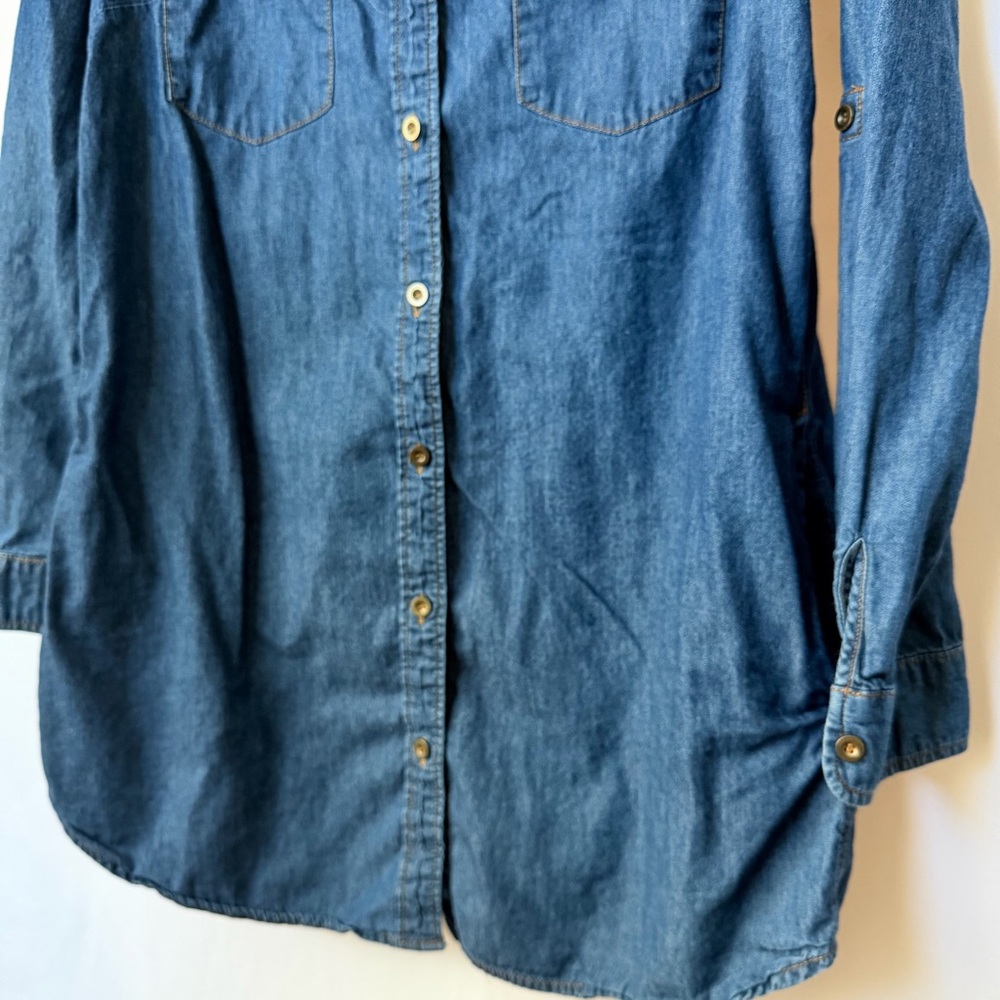 Timing Women’s Classic Blue Button-Up Denim Shirt Dress, Medium - Picture 4 of 8